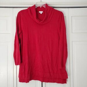 J.Jill Cowl Neck Tunic Sweater Red XL